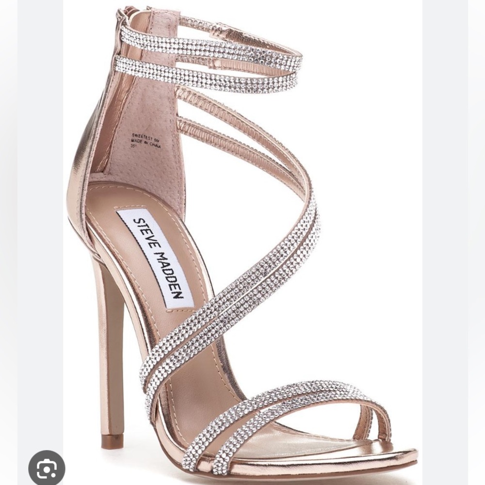 Steve Madden Metallic Sweetest Rhinestone heels